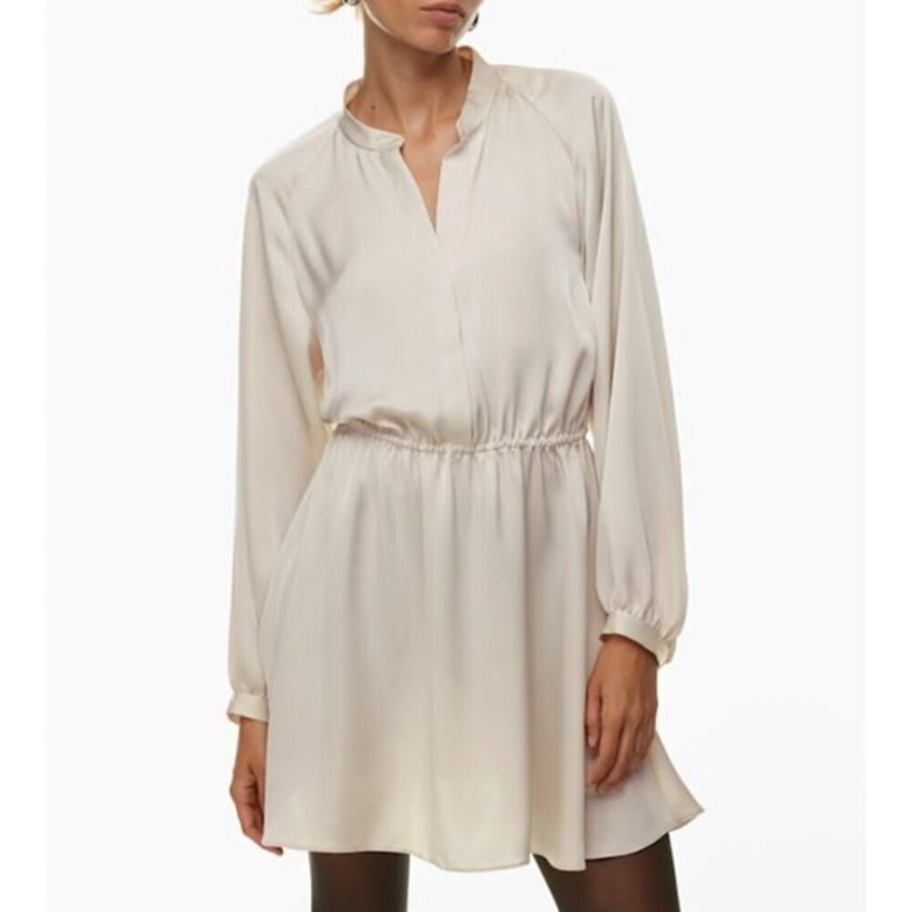 New Aritzia Babaton Lexington Satin Mini Dress Matte Pearl M $138